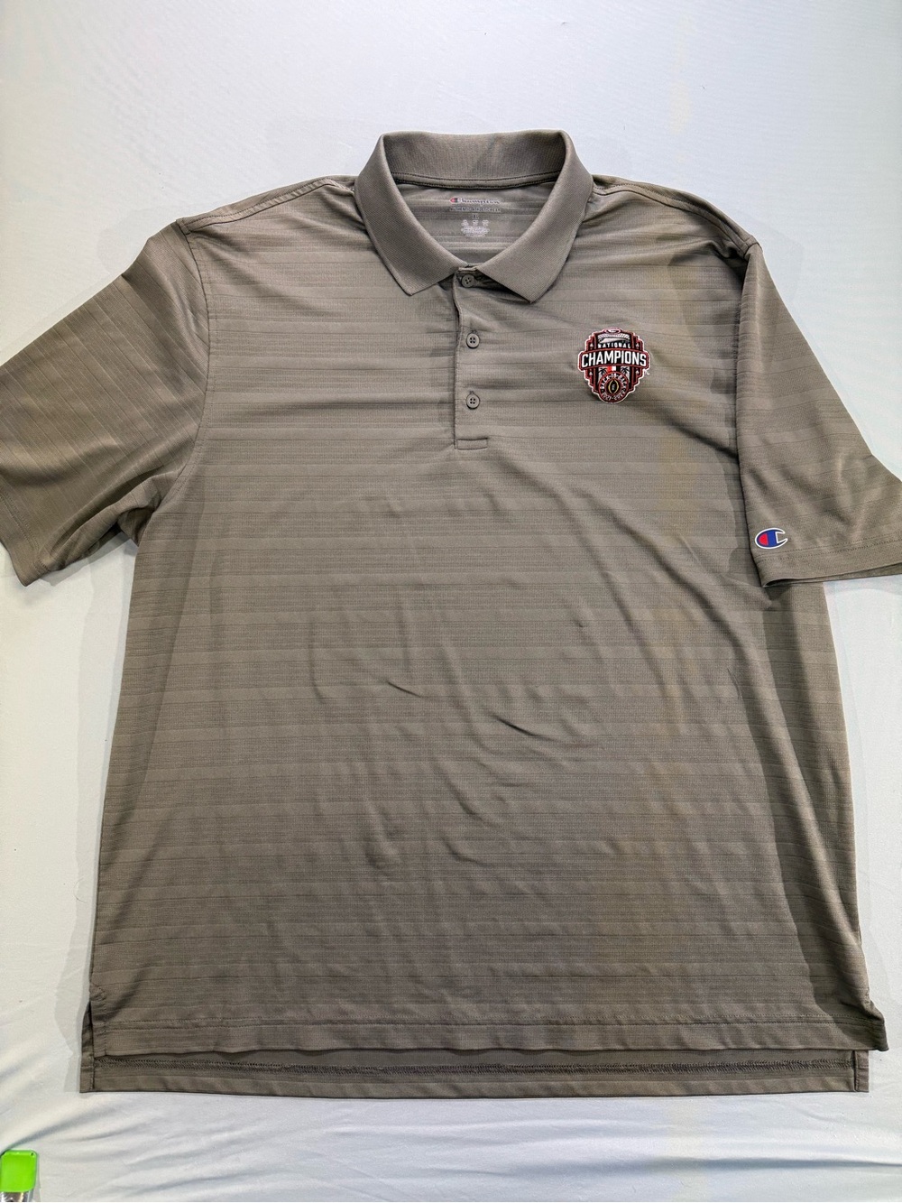 UGA Back-to-Back National Champs Champion Men's Taupe Polo with Patch